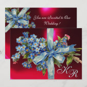 VERGEET MEE NIET MONOGRAM TROUWFEEST blauw rood Kaart (Voorkant / Achterkant)