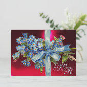 VERGEET MIE NIETJES MONOGRAM TROUWFEEST blauw rood Kaart (Staand voorkant)