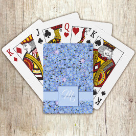 Vergeet Mij Niet Blauwe Bloem Naam + Monogram Sjab Pokerkaarten