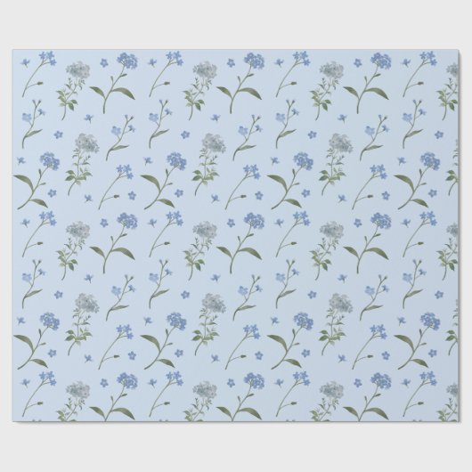 Vergeet mij niet Blauwe Bloemen Waterverf Cadeaupapier (Vlak)