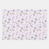 Vergeet mij niet Blauwe Bloemen Waterverf Inpakpapier Vel (Voorkant 2)