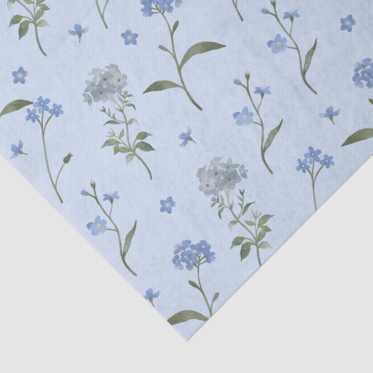 Vergeet mij niet Blauwe Bloemen Waterverf Tissuepapier (Detail)