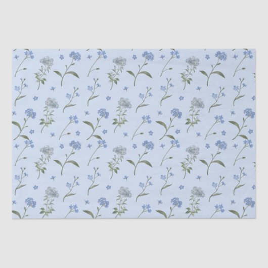 Vergeet mij niet Blauwe Bloemen Waterverf Tissuepapier (Voorkant)