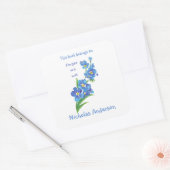 Vergeet mij niet Bloem Waterverf Art Bookplate Vierkante Sticker (Envelop)