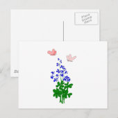 Vergeet-mij-niet bloemen blauw, klaver, vlinder briefkaart (Voorkant / Achterkant)