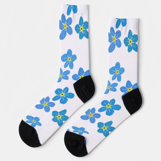 Vergeet-mij-niet bloemen sokken (Links)
