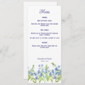 Vergeet-mij-niet bloemen trouwmenu kaart (Voorkant / Achterkant)