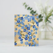 Vergeet-mij-niet Chiyogami Briefkaart (Staand voorkant)