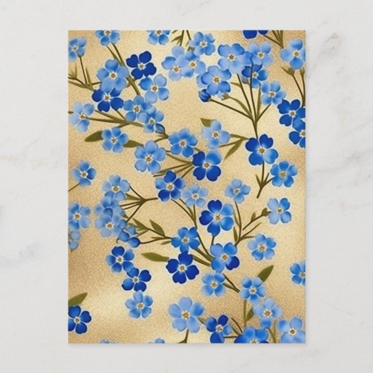 Vergeet-mij-niet Chiyogami Briefkaart (Voorkant)