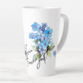 Vergeet-mij-niet "Dank je!" Bewerkbare slogan en n Latte Mok (Rechterhoek)