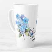 Vergeet-mij-niet "Dank je!" Bewerkbare slogan en n Latte Mok (Linkerhoek)