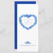 Vergeet-mij-niet hart blauw witte trouwmenu's menu (Voorkant / Achterkant)
