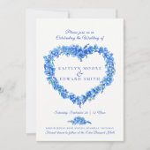 Vergeet-mij-niet hart kunst trouwfoto blauw kaart (Voorkant)