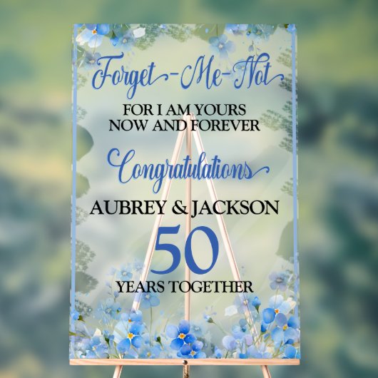 Vergeet-mij-niet Jubileum Acryl Bord (Neutraal)