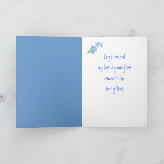 Vergeet mij niet Liefde Gedicht en Bloem Kaart (Binnen)