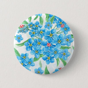 Vergeet-mij-niet naadloos patroon ronde button 5,7 cm