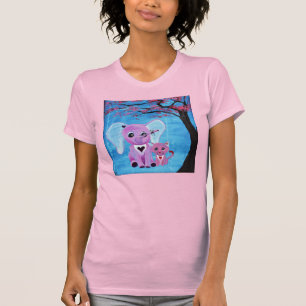 Vergeet-mij-niet Roze Olifant Kat Kersenbloesem Ku T-shirt