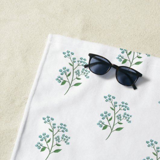 Vergeet-mij-nietje bloemige preppy studentenhuis o strandlaken (In situ)