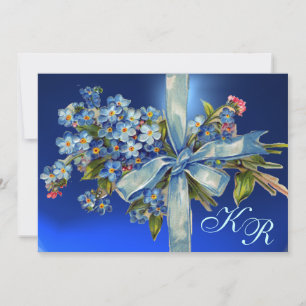 VERGEET-MIJ-NIETJE MONOGRAM TROUW PARTY blauwe ede Kaart