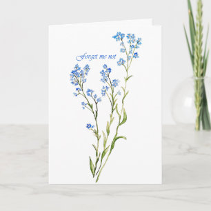 Vergeet-mij-nietje op maat gemaakte waterverf tuin kaart