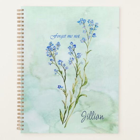Vergeet-mij-nietje op maat gemaakte waterverf tuin planner (Voorkant)