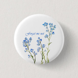 Vergeet-mij-nietje op maat gemaakte waterverf tuin ronde button 3,2 cm