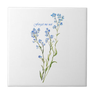 Vergeet-mij-nietje op maat gemaakte waterverf tuin tegeltje