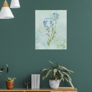 Vergeet-mij-nietje op maat geschilderde waterverf poster
