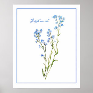 Vergeet-mij-nietje op maat geschilderde waterverf poster