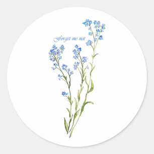 Vergeet-mij-nietje op waterverf giet tuin bloem ronde sticker