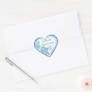 Vergeet-mij-nietje Save the Date Aanpassen Bloem Hart Sticker