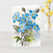 Vergeet-mij-nietje - Waterverf bloemen Kaart (Gele Bloem)