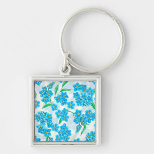 Vergeet-mij-nietje waterverf bloemen sleutelhanger