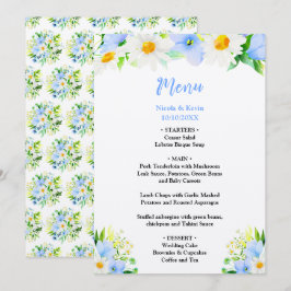 Vergeet-mij-nietjes en Madeliefjes Bloemen Bruilof Menu