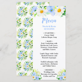 Vergeet-mij-nietjes en Madeliefjes Bloemen Bruilof Menu