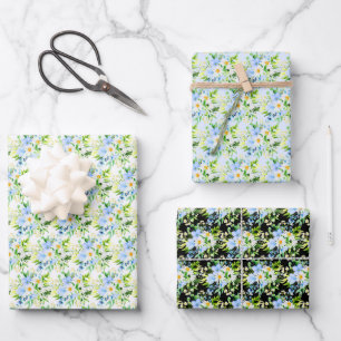 Vergeet-mij-nietjes en Madeliefjes Bloemen Inpakpapier Vel