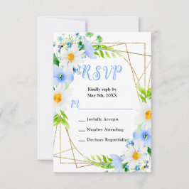 Vergeet-mij-nietjes en Madeliefjes Bruiloft RSVP Kaartje
