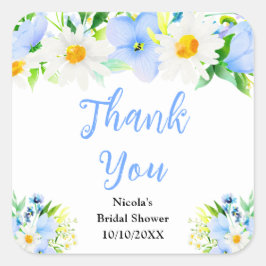 Vergeet-mij-nietjes Madeliefjes Bruidsfeest Bedank Vierkante Sticker