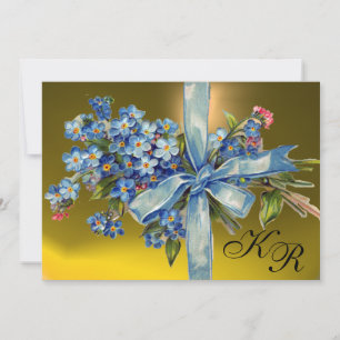VERGEET-MIJ-NIETJES MONOGRAM TROUWPARTIJ blauw gee Kaart