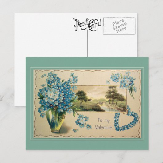  vergeet-mij-nietjes-Valentijn Feestdagenkaart (Voorkant / Achterkant)