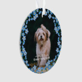 Vergeet-mij-nietkrans 2 Foto Naam Huisdierherdenki Ornament (voorkant)