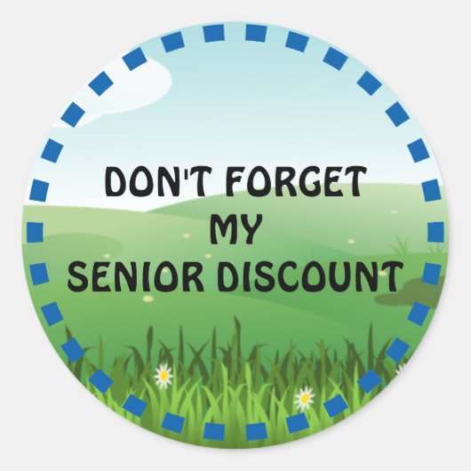 Vergeet mijn seniorenkorting niet ronde sticker (Voorkant)