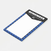 Vergeet niet - Blue Buffalo Check Monogrammed Post-it® Notes (Schuin)