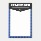 Vergeet niet - Blue Buffalo Check Monogrammed Post-it® Notes (Voorkant)