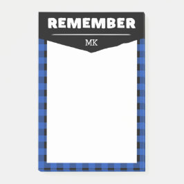 Vergeet niet - Blue Buffalo Check Monogrammed Post-it® Notes