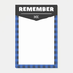 Vergeet niet - Blue Buffalo Check Monogrammed Post-it® Notes