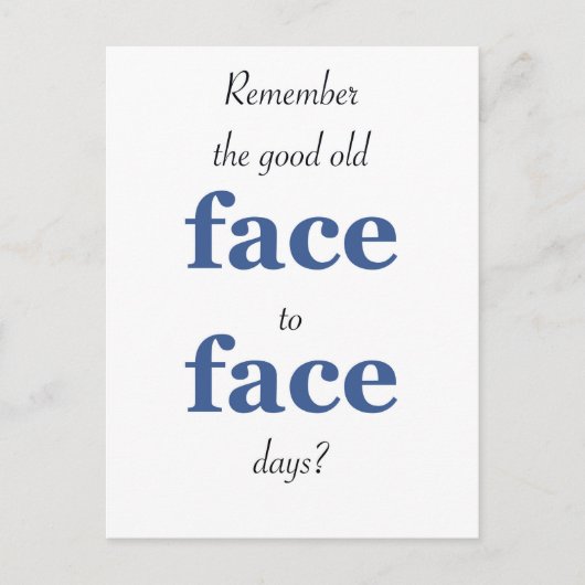 Vergeet niet dat het goede oude gezicht op het gez briefkaart (Voorkant)