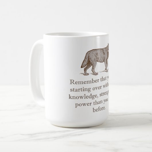 Vergeet niet dat je over begint koffiemok (Voorkant links)