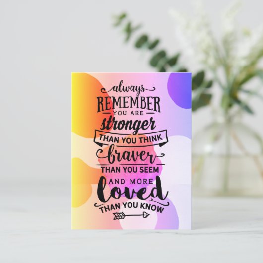 Vergeet niet dat je sterker bent feestdagenkaart (Staand voorkant)