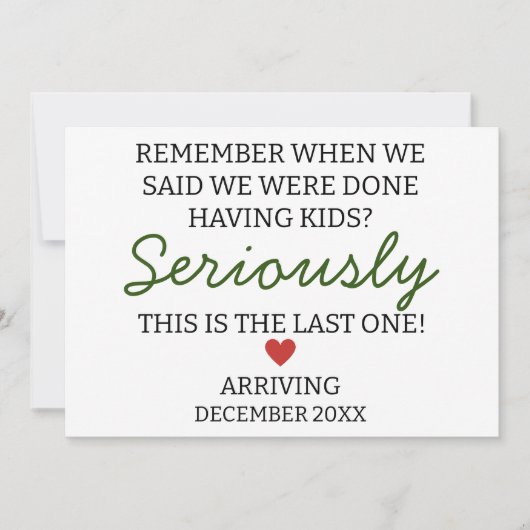 Vergeet niet dat we klaar zijn met zwangerschap aankondiging (Voorkant)